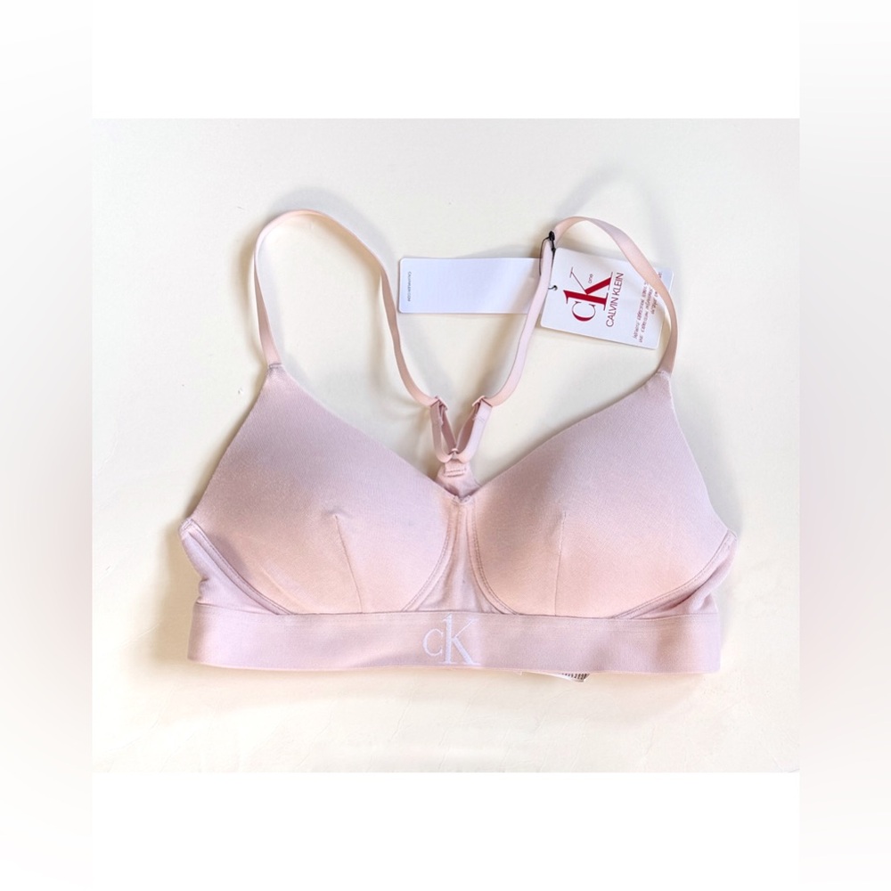 Calvin Klein CKONE Pale Pink Wireless Logo Bralette Med NWT